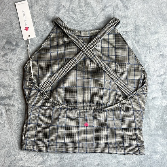 NWT KiraGrace Grace Yoga Halter Crop Top Spring Plaid Size Small - Picture 5 of 14